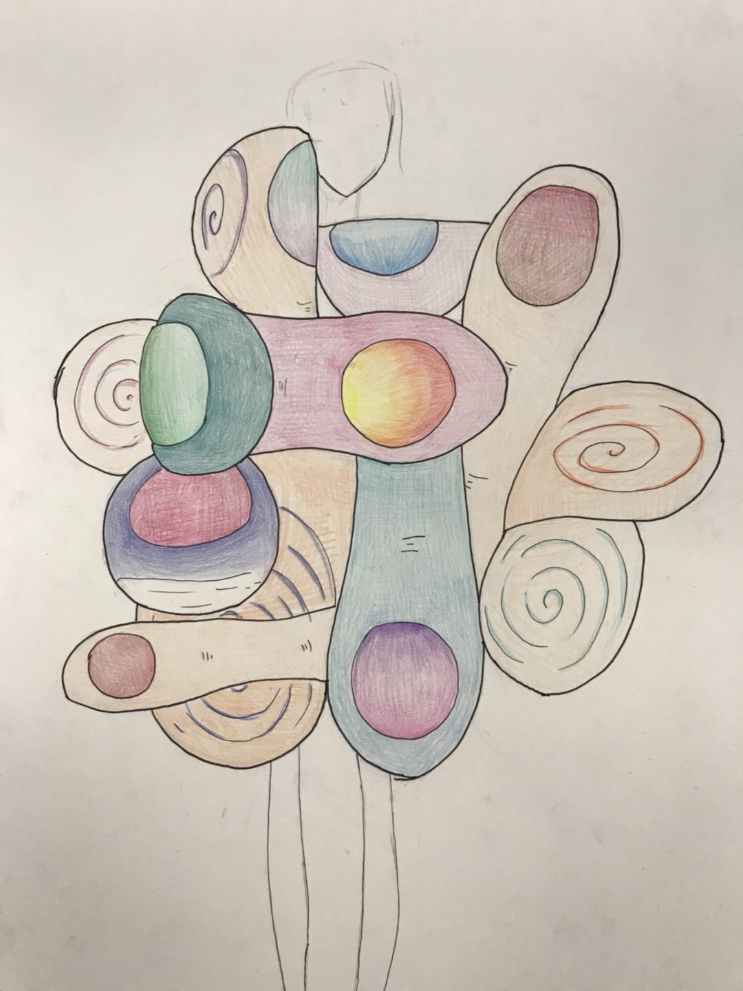 Sketches and process notes for Fingers wearable soft sculpture