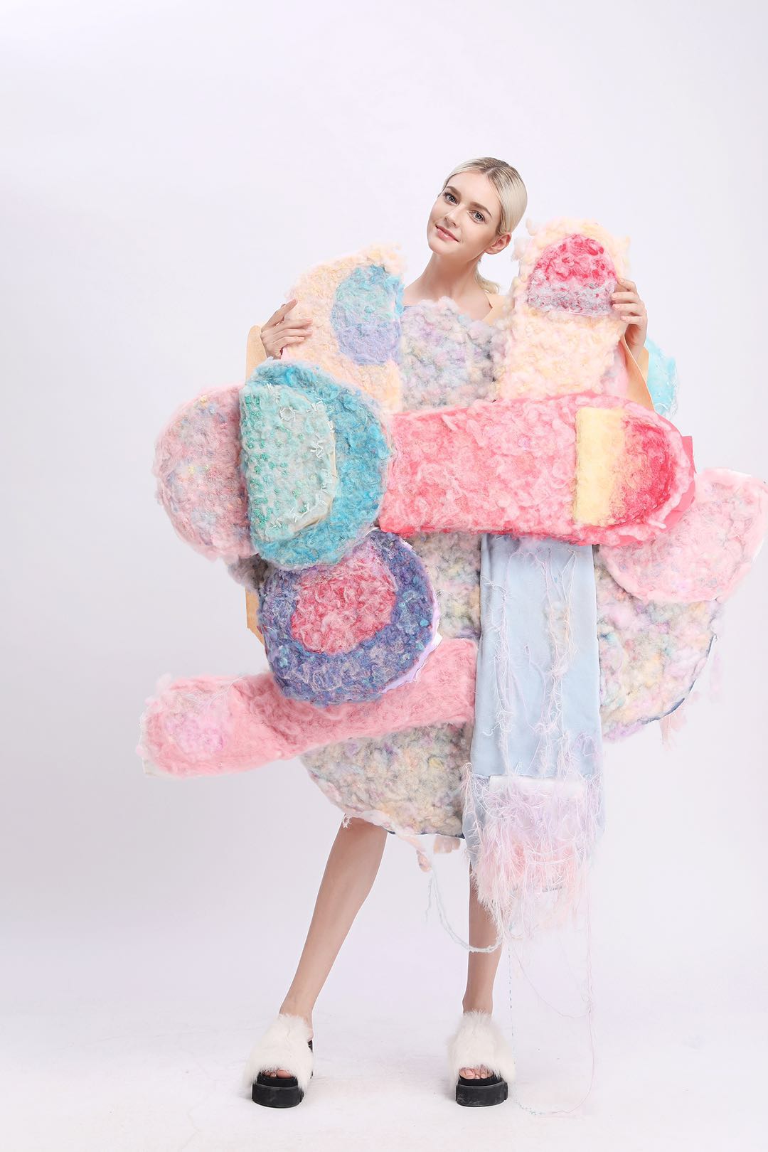 Wearable soft sculpture inspired by enlarged finger forms
