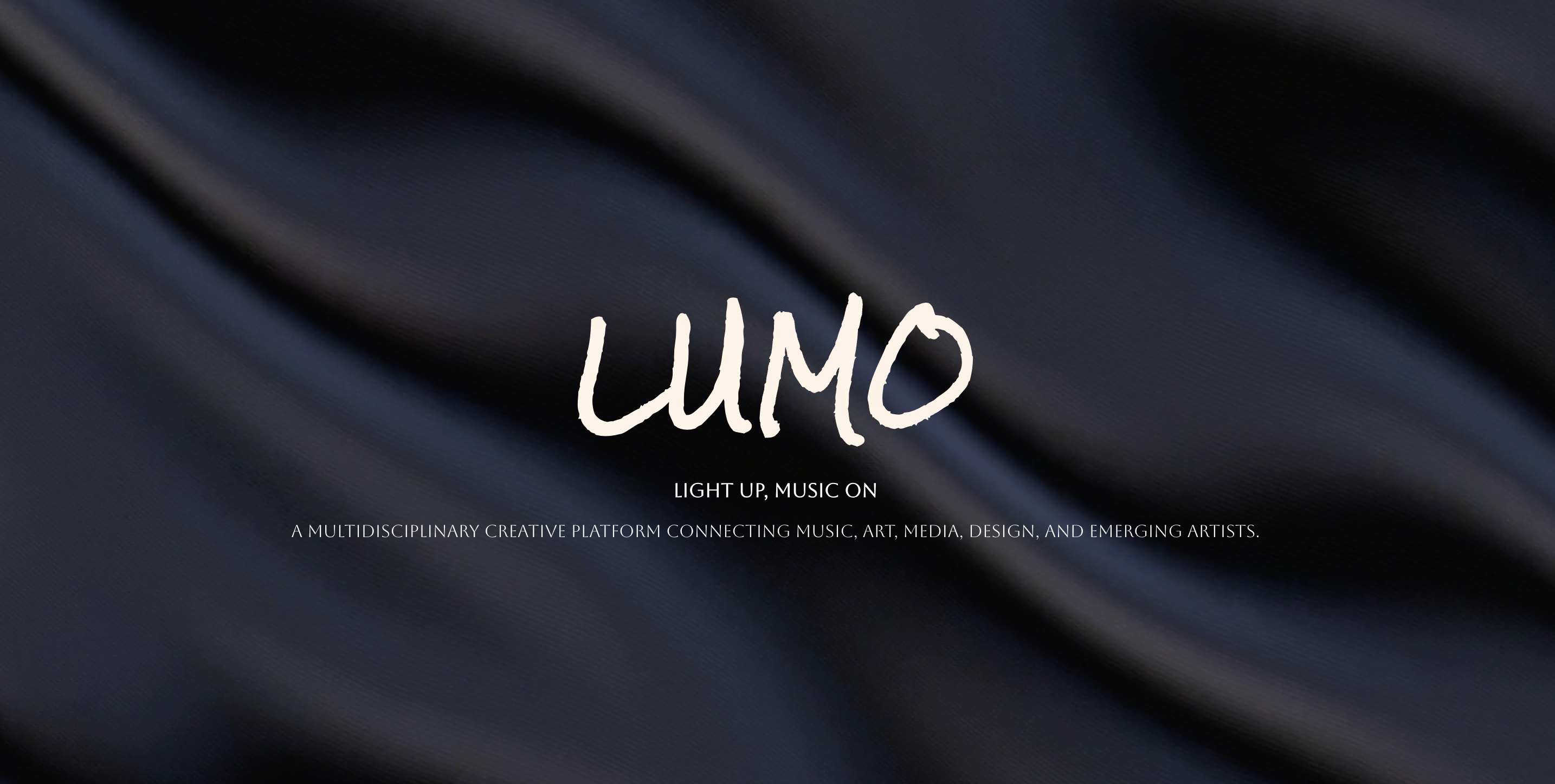 LUMO Entertainment website homepage with the LUMO logo over a dark textured background